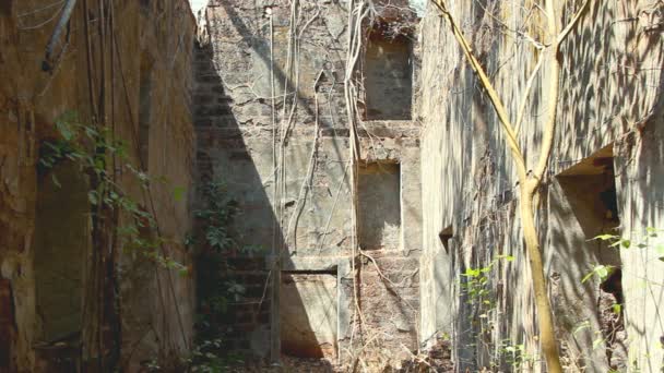 Ruinas de Redi abandonado y antiguo fuerte en el día de verano . — Vídeo de stock