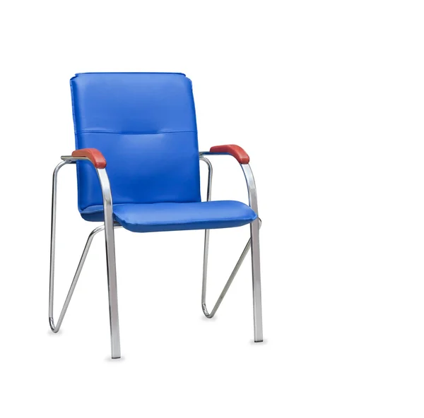 青い革オフィスの椅子。分離されました。 — ストック写真