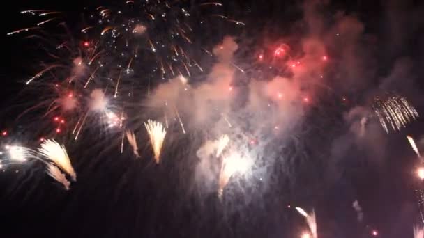 Πολύχρωμα πυροτεχνήματα το βράδυ των διακοπών — Αρχείο Βίντεο