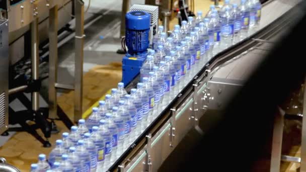 Water bottle conveyor industry — Stock Video