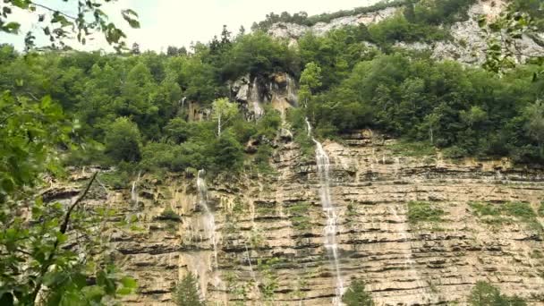 Großer Wasserfall im Wald — Stockvideo
