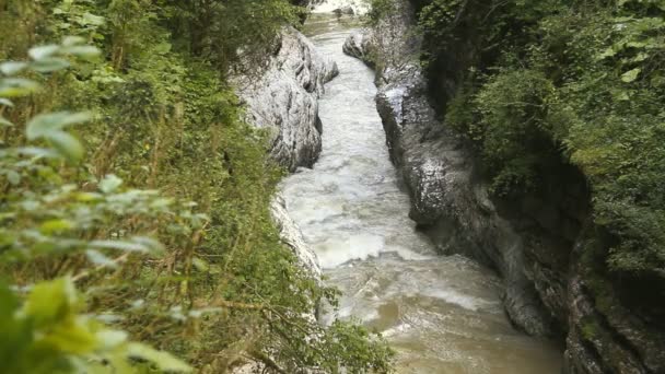 De rivier berg tussen de rotsen — Stockvideo