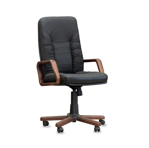 The office chair from black leather. Isolated — Stock Photo, Image