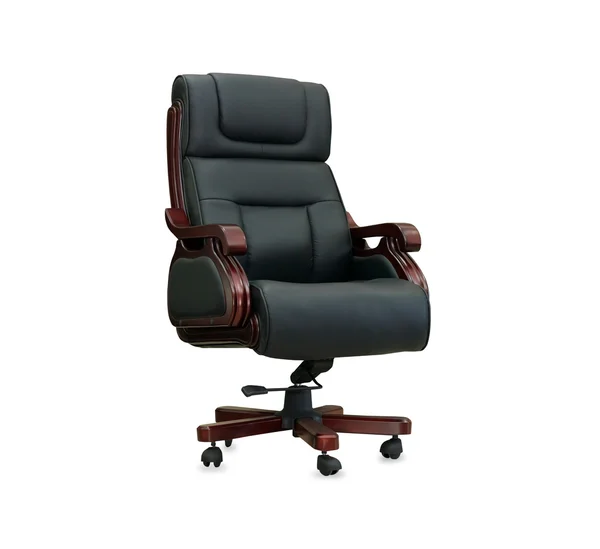 The office chair from black leather. Isolated — Stock Photo, Image