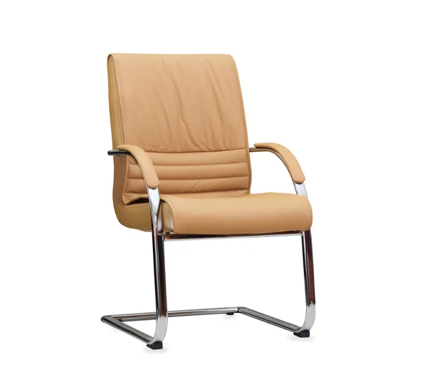 The office chair from beige leather. Isolated — Stock Photo, Image