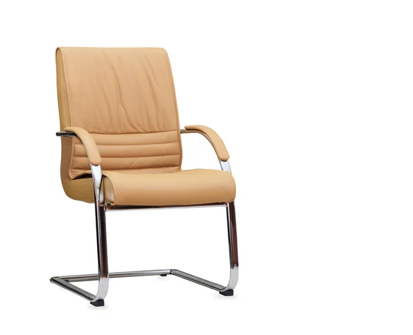 The office chair from beige leather. Isolated — Stock Photo, Image