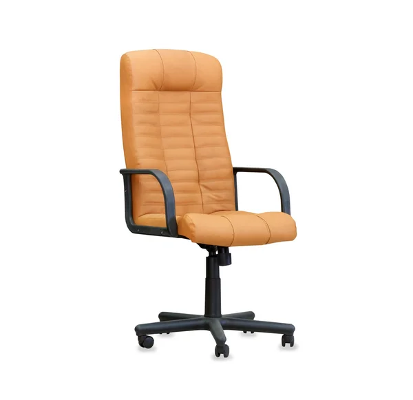 The office chair from beige leather. Isolated — Stock Photo, Image