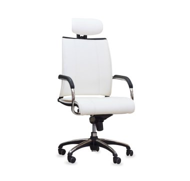 Beyaz deri modern ofis koltuğu. izole