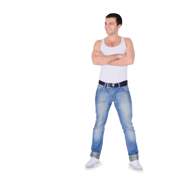 Young fashion man standing over white — Stock Photo, Image