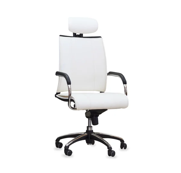 Modern office chair from white leather. Isolated — Stock Photo, Image