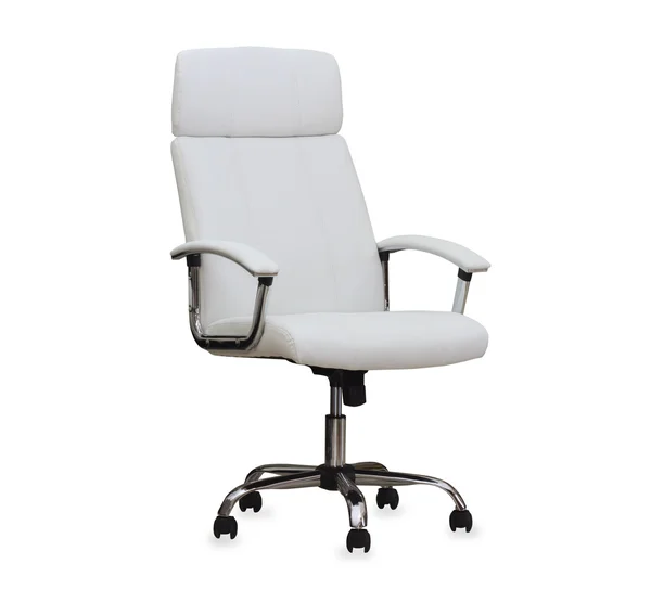 Moderní kancelářská židle z bílé kůže. samostatný — Stock fotografie
