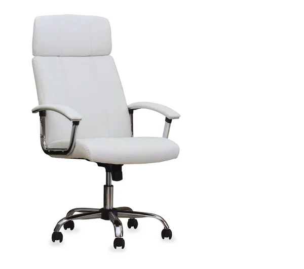 Modern office chair from white leather. Isolated — Stock Photo, Image