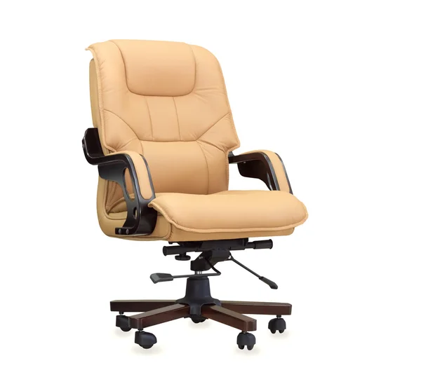 The office chair from beige leather. Isolated — Stock Photo, Image