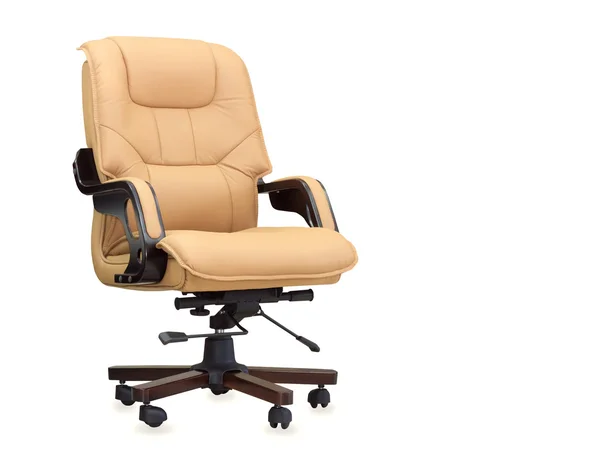 The office chair from beige leather. Isolated — Stock Photo, Image