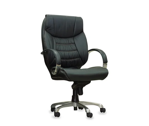 Modern office chair from black leather. Isolated — Stock Photo, Image