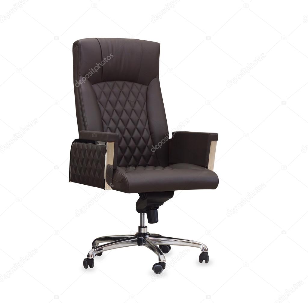 The office chair from brown leather. Isolated