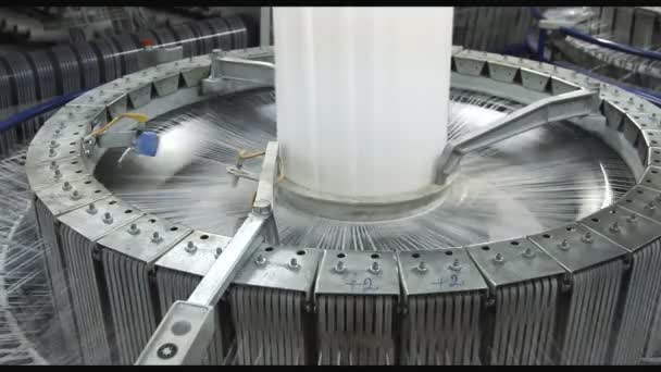 Industria tessile - bobine di filati sulla filatrice in una fabbrica — Video Stock