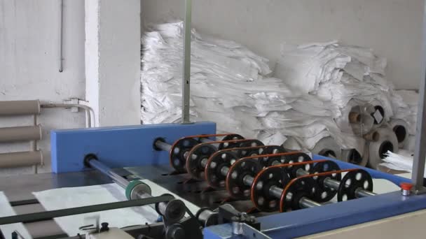 Taśmy polimerowe duże rolki unreel na maszynie drukarskiej — Wideo stockowe