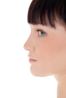 Beyaz güzel bir kadın yüzüne profili