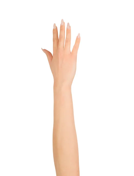 Beauty woman hand over white — Stock Photo, Image