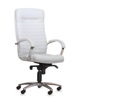 Beyaz deri modern ofis koltuğu. izole