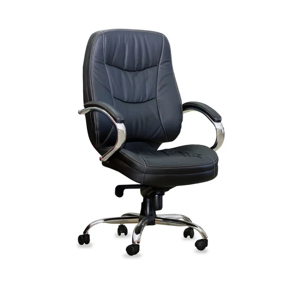 Modern office chair from black leather. Isolated — Stock Photo, Image