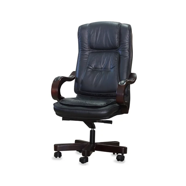 Modern office chair from black leather. Isolated — Stock Photo, Image