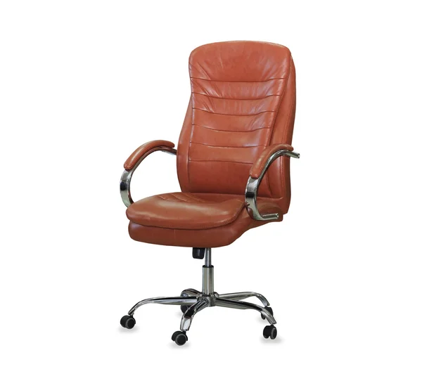 Modern office chair from orange leather. Isolated — Stock Photo, Image