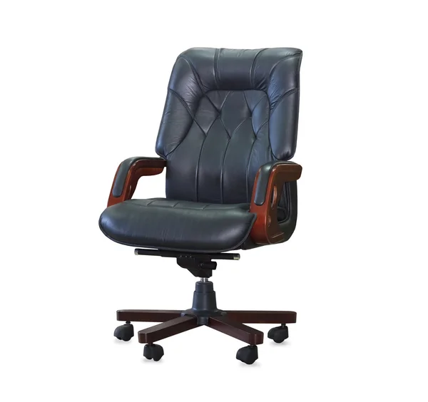 Modern office chair from black leather. Isolated — Stock Photo, Image