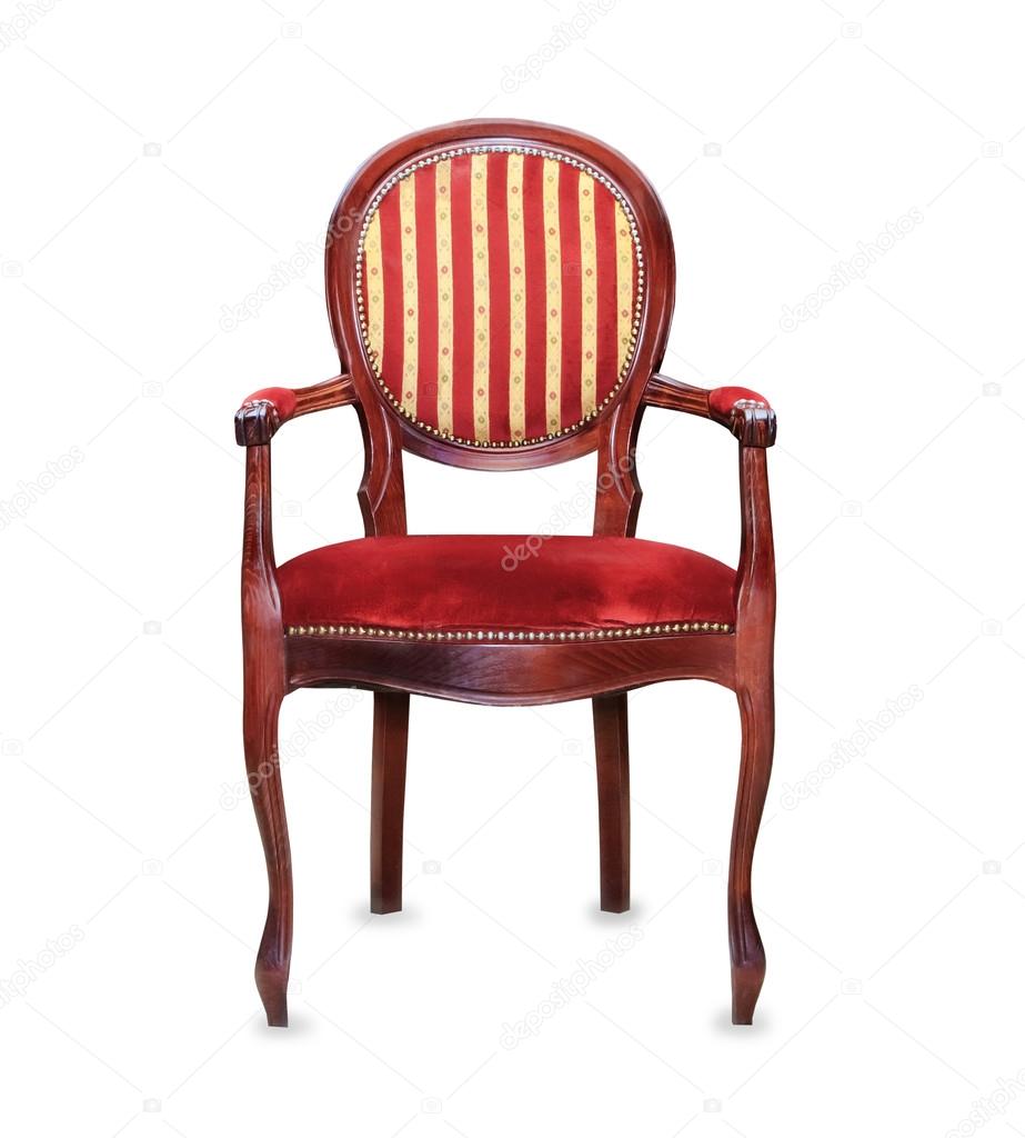 Vintage classic red armchair isolated over white