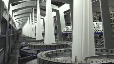Bir fabrika makinesinde iplik Tekstil Sanayi-