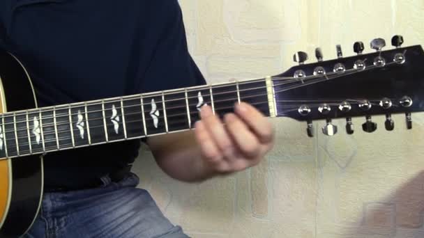 Strumento musicale con le mani del chitarrista — Video Stock