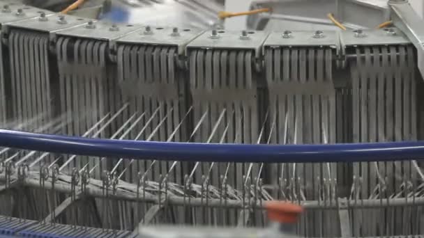 Textile industry - spinning machine in a factory — Stock Video