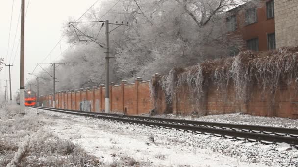 Eléctrico moderno na cidade, ferrovias russas — Vídeo de Stock