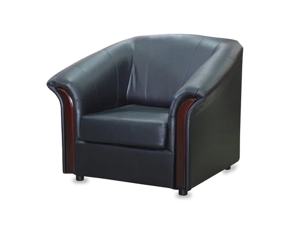 Sedia moderna in pelle nera isolata su sfondo bianco — Foto Stock