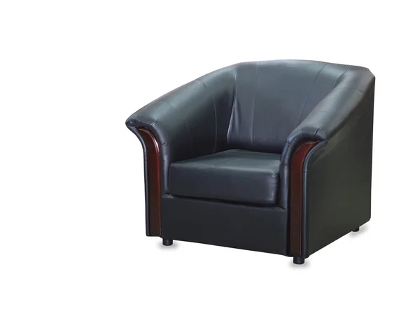 Sedia moderna in pelle nera isolata su sfondo bianco — Foto Stock