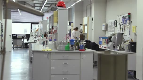 Vrouw die werkt in het laboratorium — Stockvideo