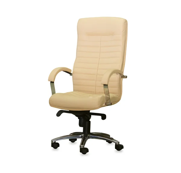 Modern office chair from beige leather — Stock Photo, Image