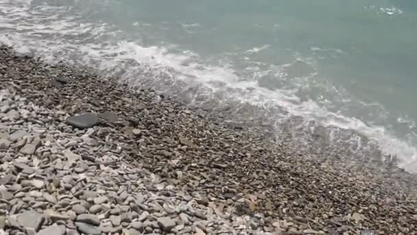 Beach waves most beautiful pebble — Stock Video