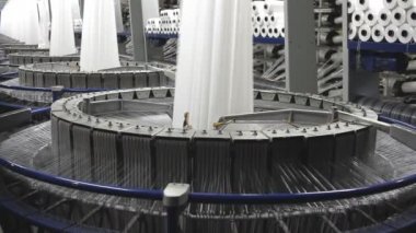 Bir fabrika makinesinde iplik Tekstil Sanayi-