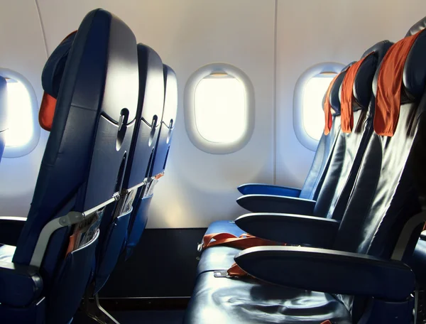 Empty new modern Chairs in the airplane — Stock Photo, Image