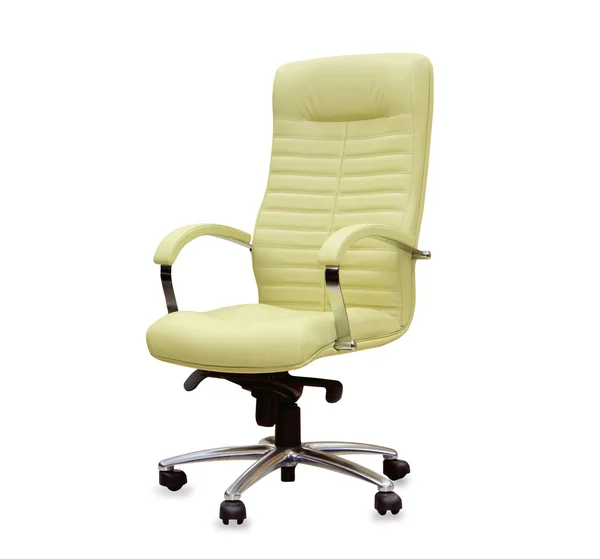 Modern office chair from beige leather. — Stock Photo, Image