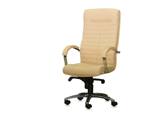 Modern office chair from beige leather. Isolated — Stock Photo, Image