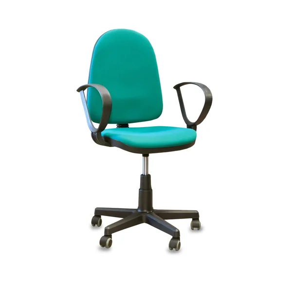 Modern office chair from green cloth isolated over white — Stock Photo, Image