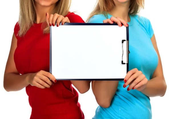 Le ragazze tengono una cartellina — Foto Stock