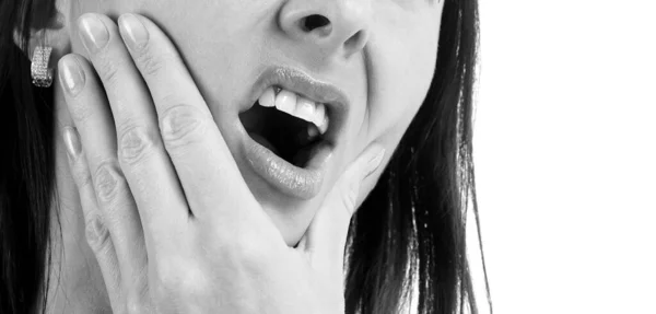 Kvinna Med Tandvärk Isolerad Vit Bakgrund — Stockfoto
