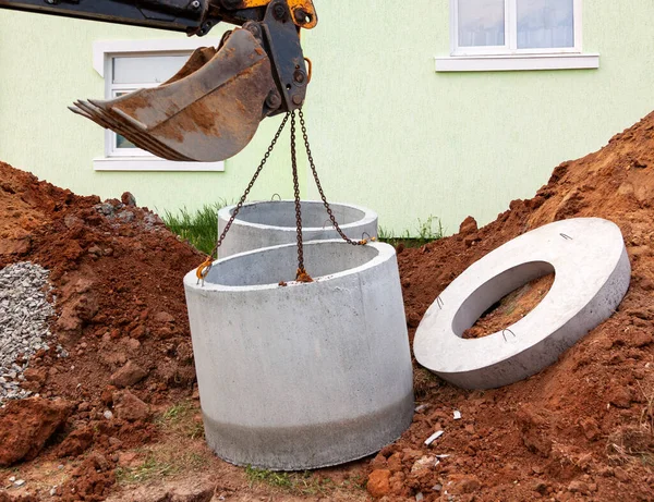 Instalacja Podziemnego Zbiornika Kanalizacji — Zdjęcie stockowe