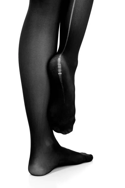Kobiece Nogi Rozdartych Rajstopach Izolowane Białym Tle — Zdjęcie stockowe