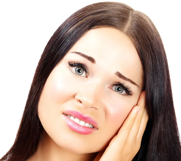 Young woman with a pain in her ear — Stock Photo, Image