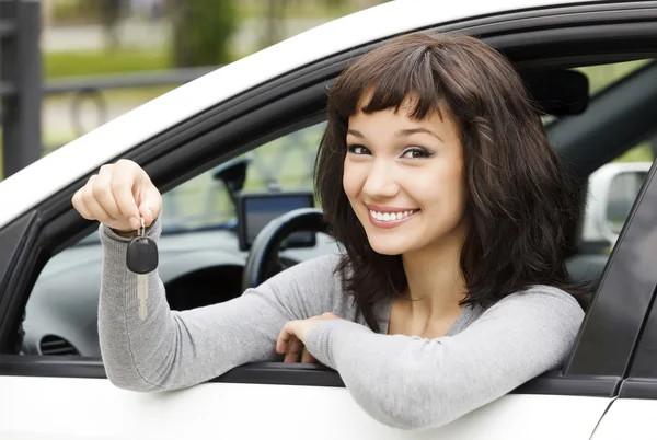 Motorista muito feminina — Fotografia de Stock